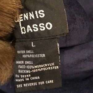 Faux leather and mink reversible coat blue